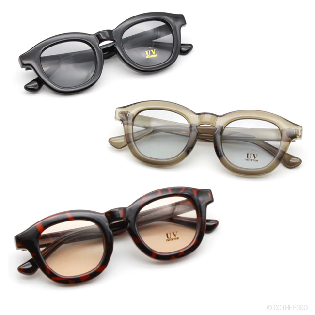 極太フレーム カラーレンズ ボストンサングラス