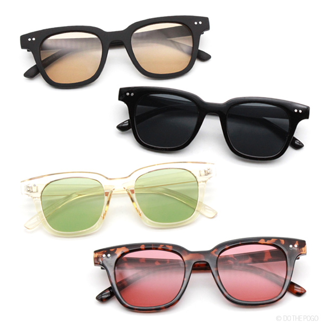 フラットレンズ カラーレンズ ウェリントンサングラス 